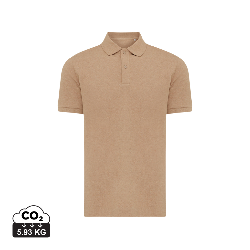 Polo publicitaire unisexe en coton recyclé 220g Iqoniq Yosemite heather brown